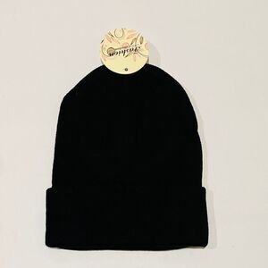 New Black Ribbed Foldover Beanie Unisex New